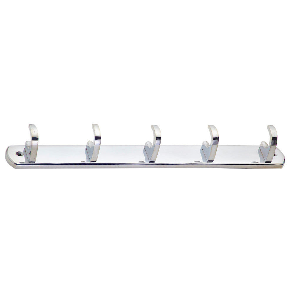 12 Inch 5 Hook Coat Rack (Polished Chrome Finish) COPPER MOUNTAIN HARDWARE