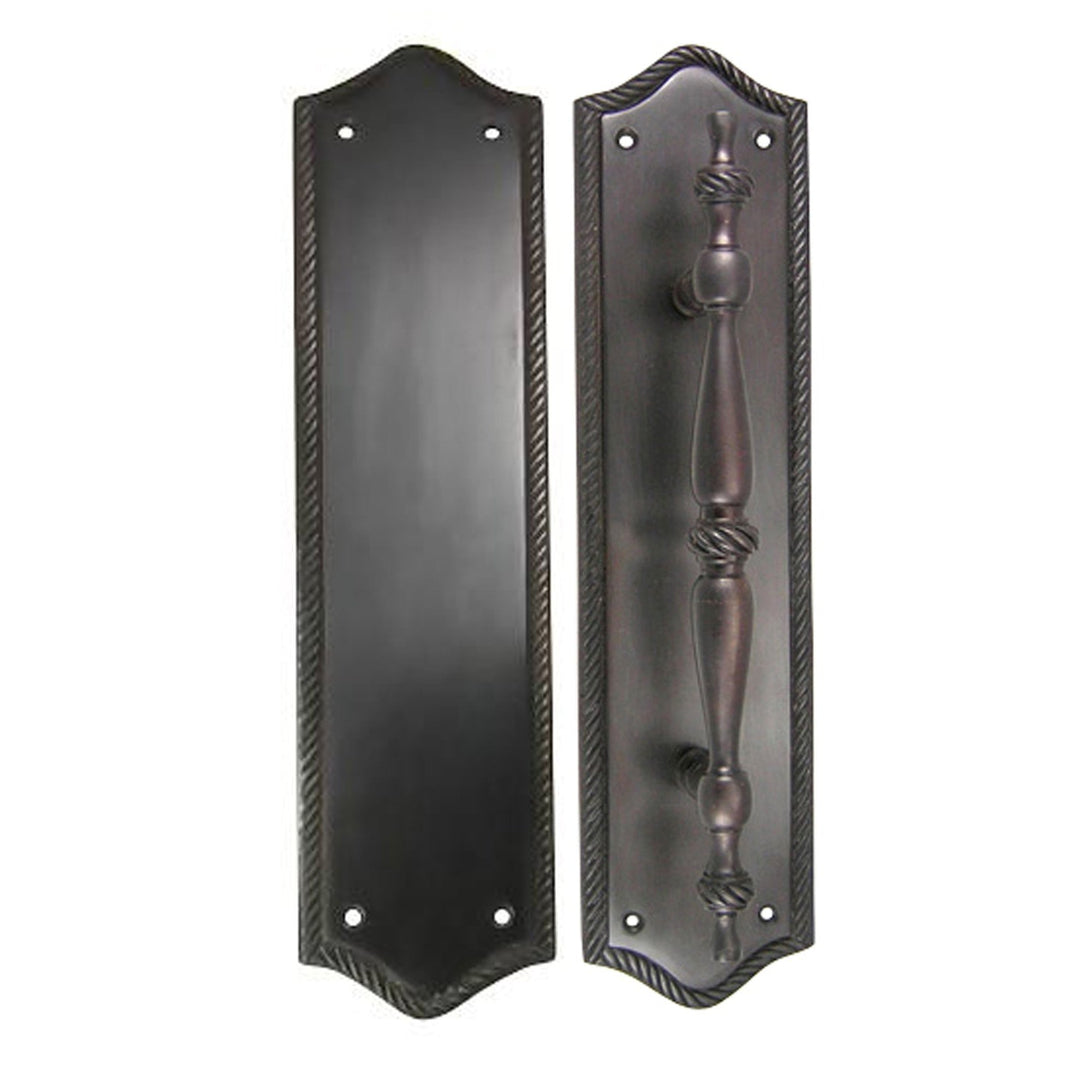 COPPER MOUNTAIN HARDWARE 12" Georgian Oval Roped Style Door Pull & Plate Set Several Finishes