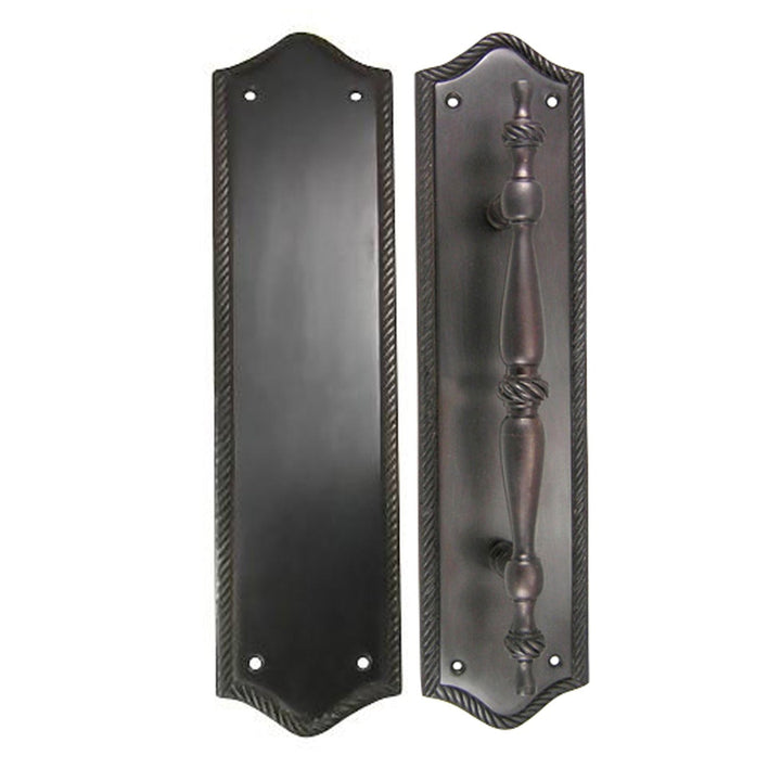 COPPER MOUNTAIN HARDWARE 12" Georgian Oval Roped Style Door Pull & Plate Set Several Finishes