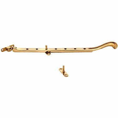 12 Inch Long Georgian Roped Casement Window Stay (Polished Brass Finish) COPPER MOUNTAIN HARDWARE