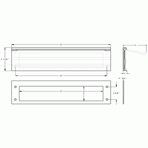 13 Inch Brass Mail & Letter Flap Slot (Brushed Nickel Finish) DELTANA