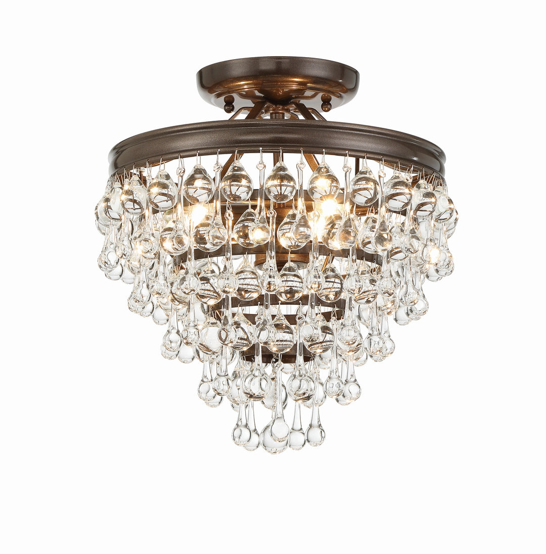 Calypso 3 Light Crystal Teardrop Vibrant Bronze Semi Flush Mount Crystorama