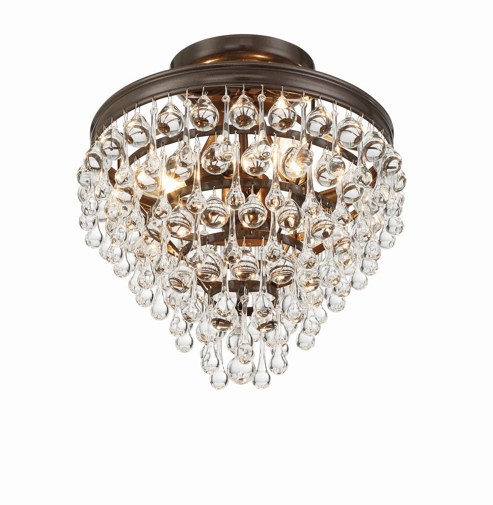 Calypso 3 Light Crystal Teardrop Vibrant Bronze Semi Flush Mount Crystorama