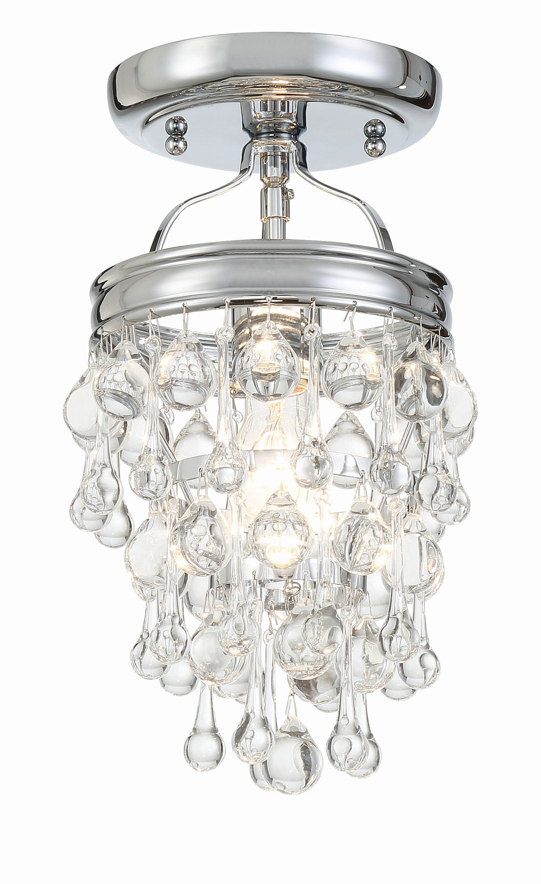 Calypso 1 Light Crystal Teardrop Polished Chrome Semi Flush Mount Crystorama