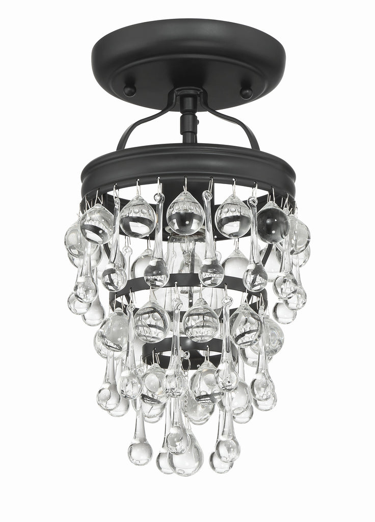 Calypso 1 Light Matte Black Semi Flush Mount Crystorama