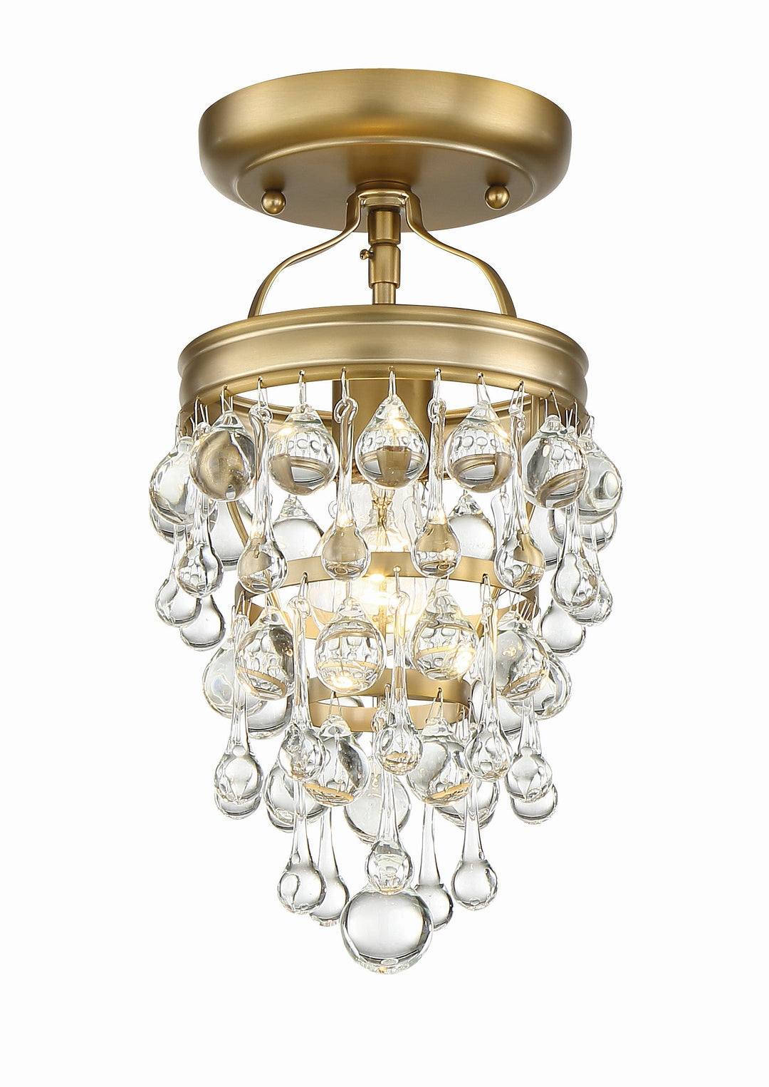 Calypso 1 Light Crystal Teardrop Vibrant Gold Semi Flush Mount Crystorama