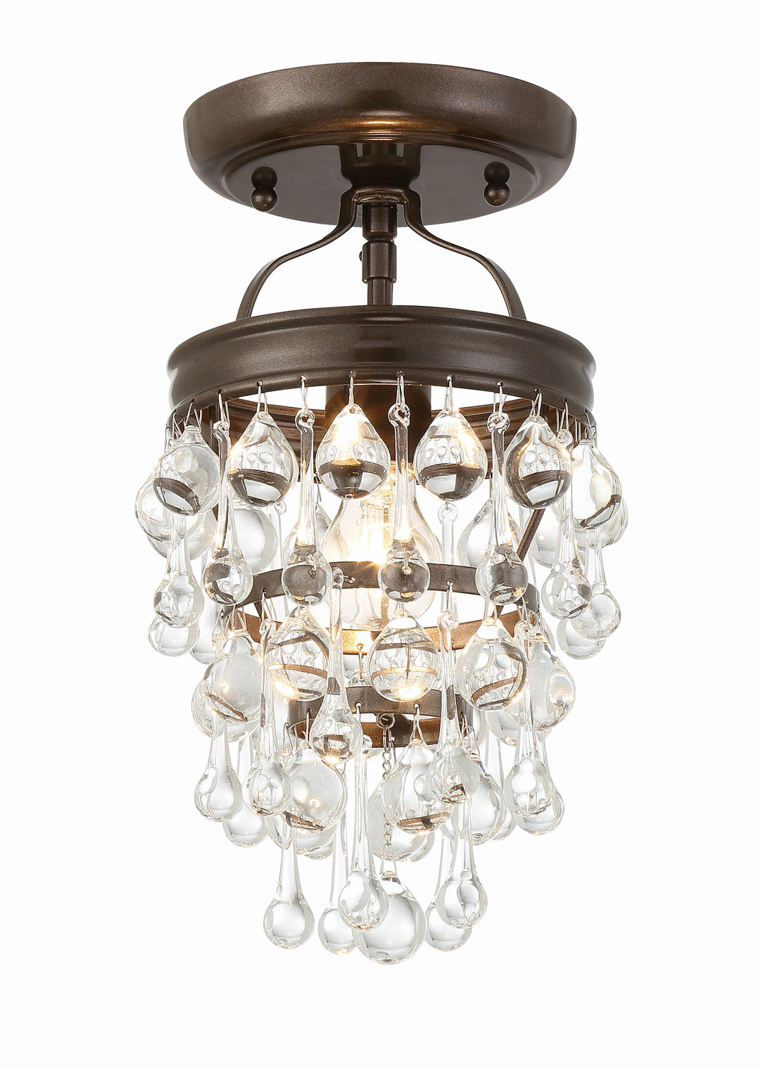 Calypso 1 Light Crystal Teardrop Vibrant Bronze Semi Flush Mount Crystorama