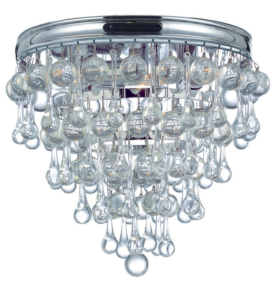 Calypso 3 Light Crystal Teardrop Polished Chrome Flush Mount Crystorama