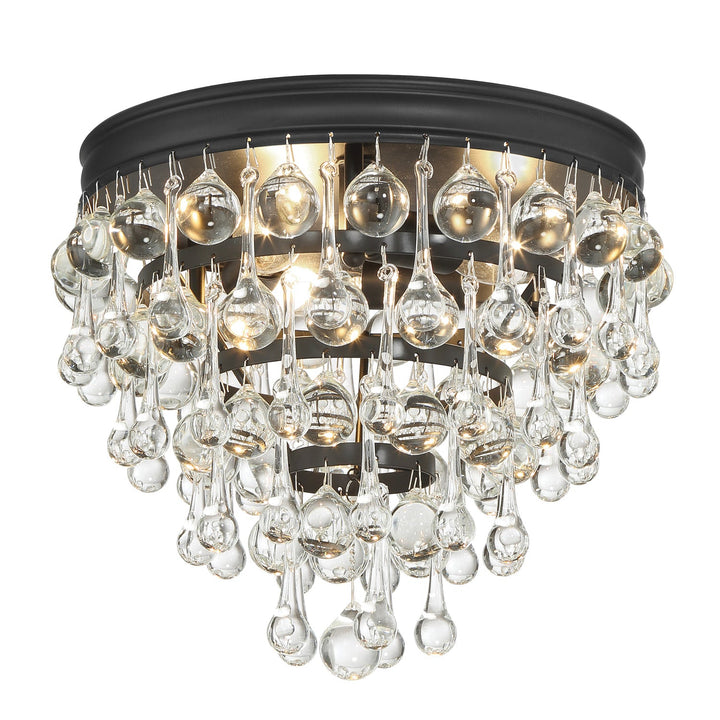 Calypso 3 Light Matte Black Flush Mount Crystorama