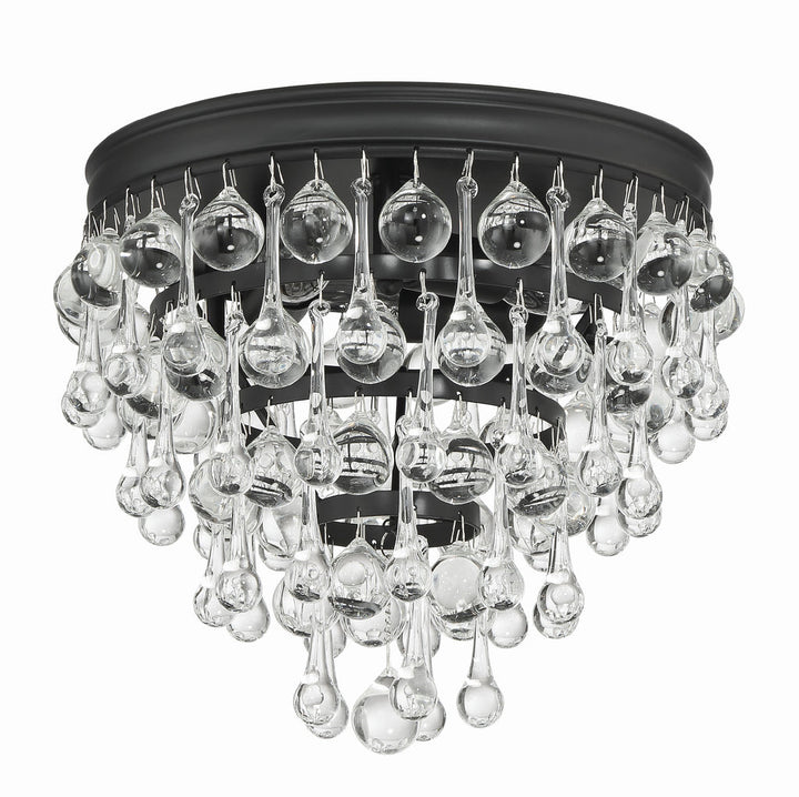 Calypso 3 Light Matte Black Flush Mount Crystorama