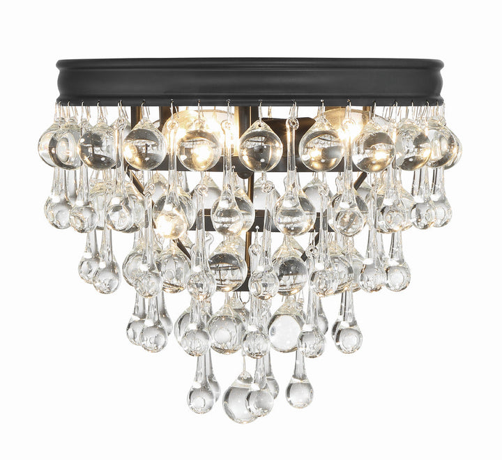 Calypso 3 Light Matte Black Flush Mount Crystorama