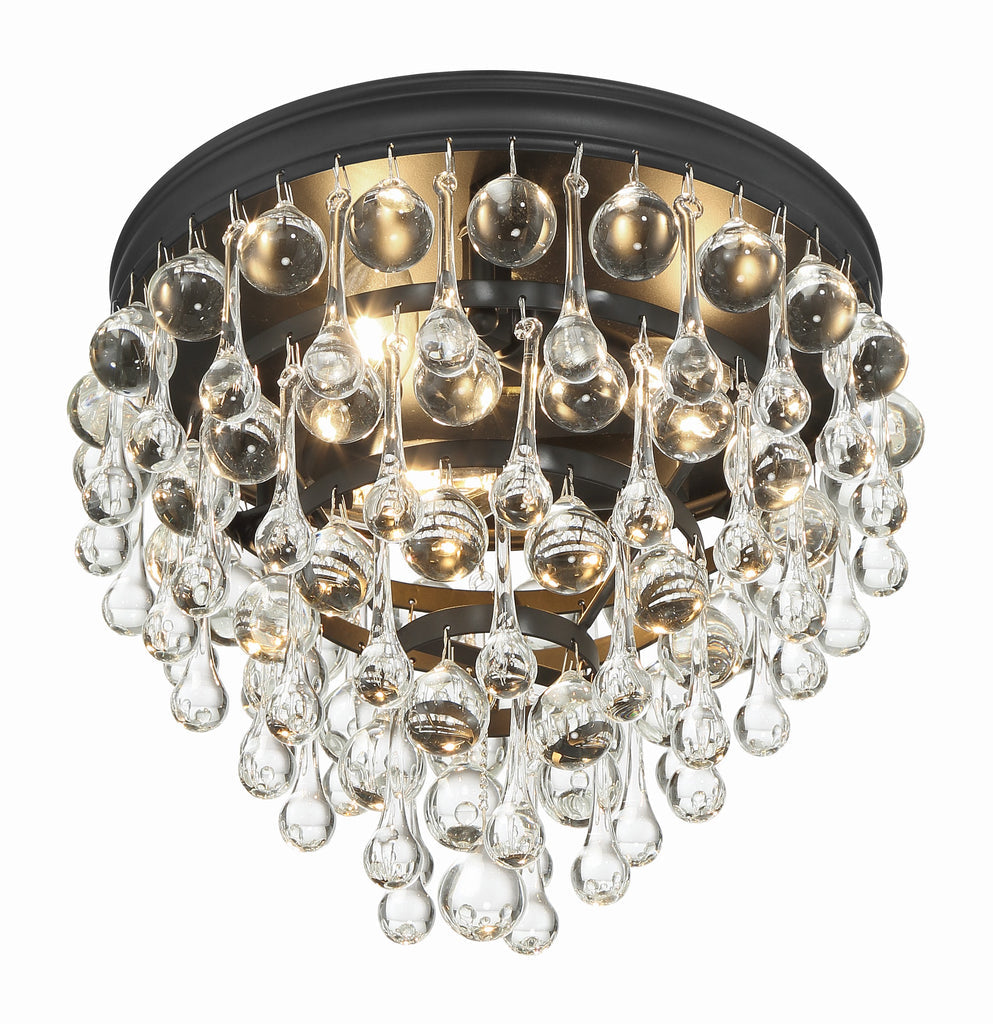 Calypso 3 Light Matte Black Flush Mount Crystorama