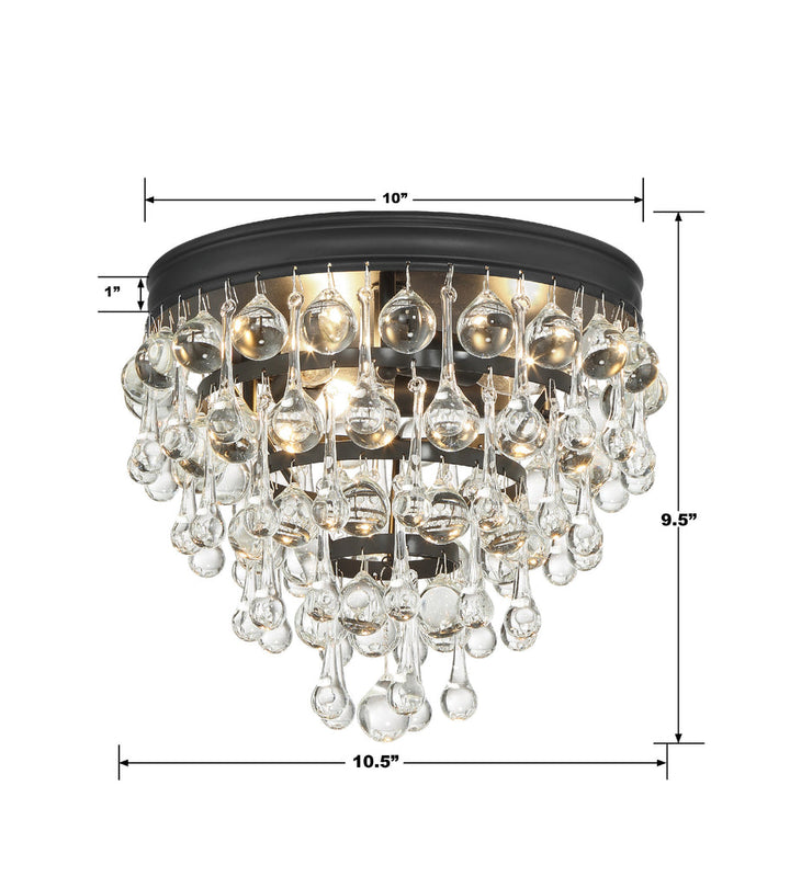 Calypso 3 Light Matte Black Flush Mount Crystorama