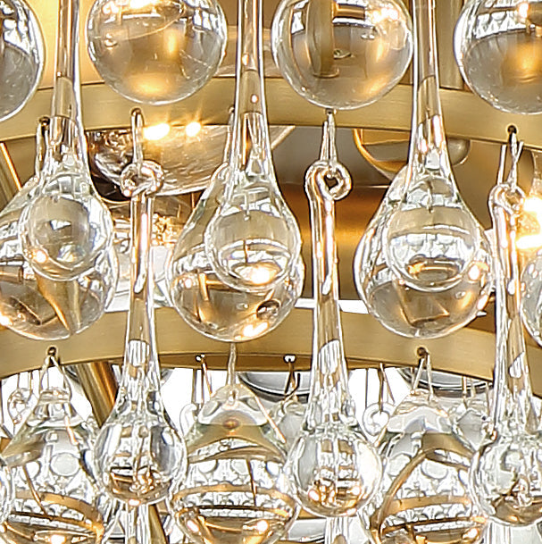 Calypso 3 Light Crystal Teardrop Vibrant Gold Flush Mount Crystorama