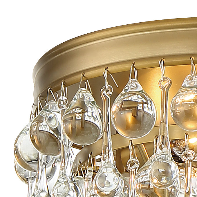 Calypso 3 Light Crystal Teardrop Vibrant Gold Flush Mount Crystorama