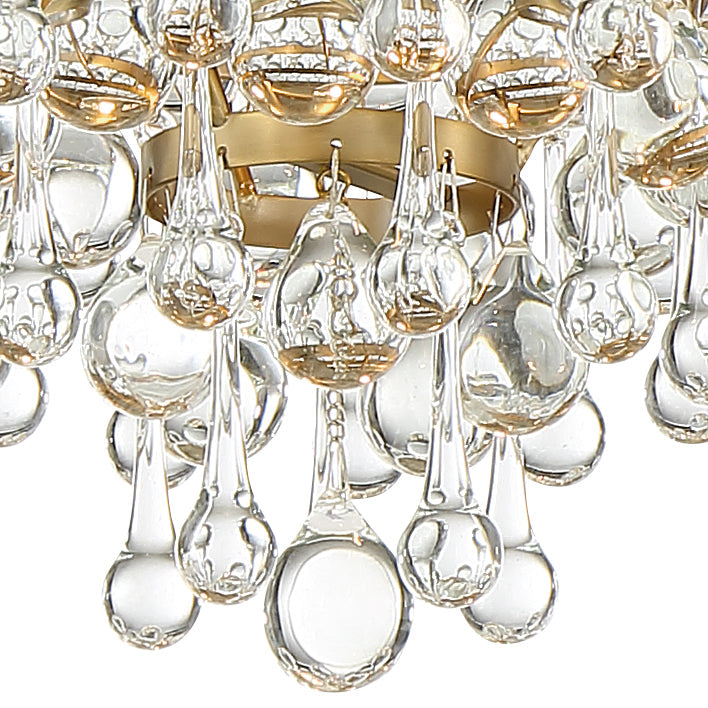 Calypso 3 Light Crystal Teardrop Vibrant Gold Flush Mount Crystorama