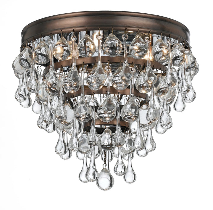 Calypso 3 Light Crystal Teardrop Vibrant Bronze Flush Mount Crystorama