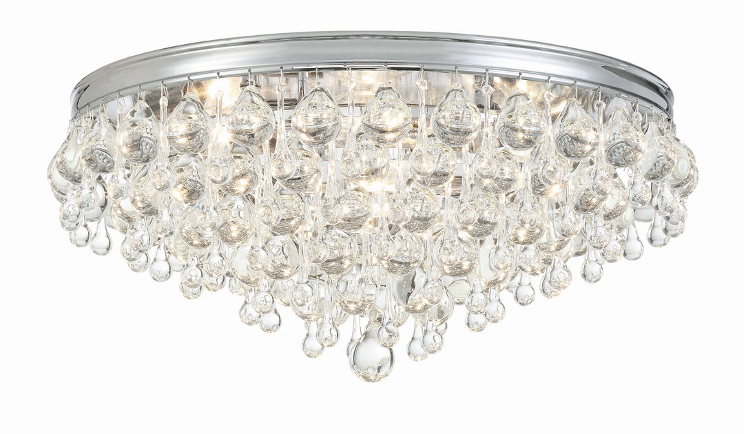 Calypso 6 Light Crystal Teardrop Polished Chrome Flush Mount Crystorama