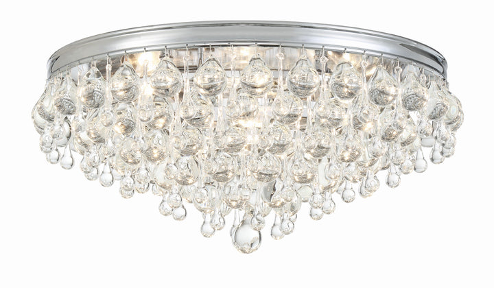 Calypso 6 Light Crystal Teardrop Polished Chrome Flush Mount Crystorama