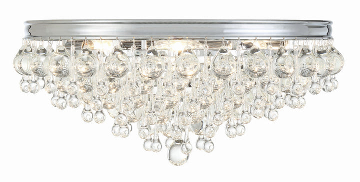 Calypso 6 Light Crystal Teardrop Polished Chrome Flush Mount Crystorama