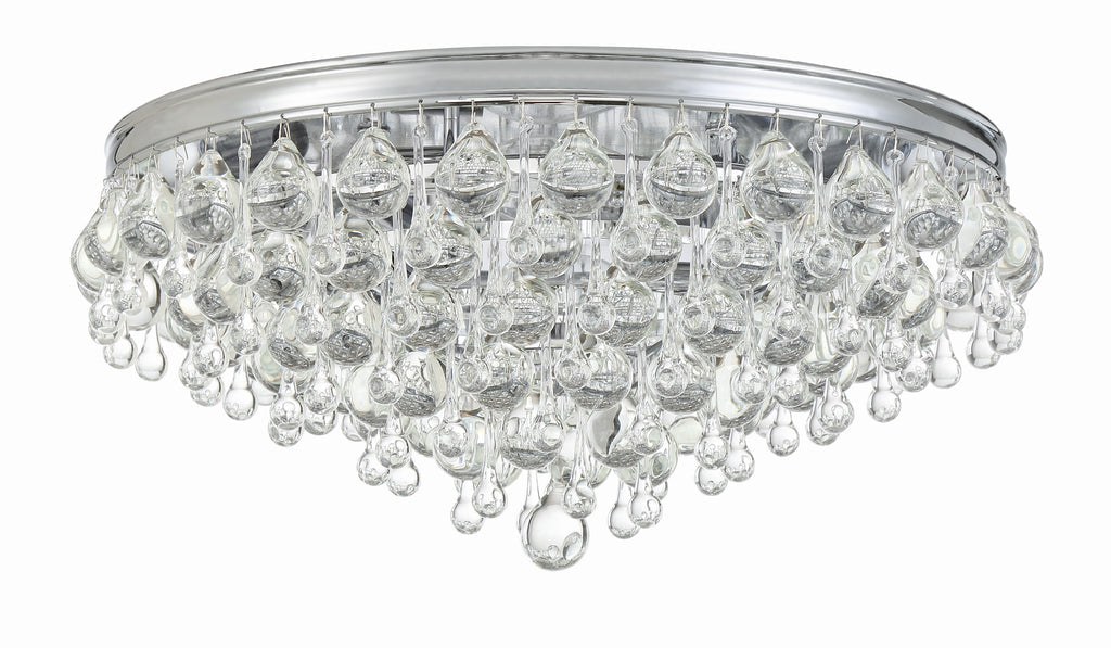 Calypso 6 Light Crystal Teardrop Polished Chrome Flush Mount Crystorama