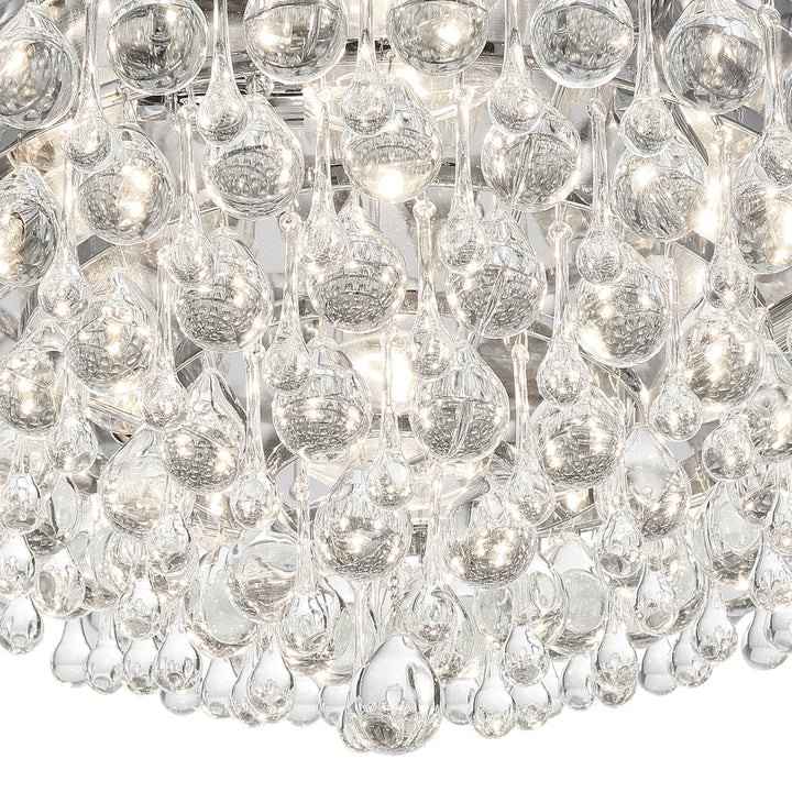 Calypso 6 Light Crystal Teardrop Polished Chrome Flush Mount Crystorama