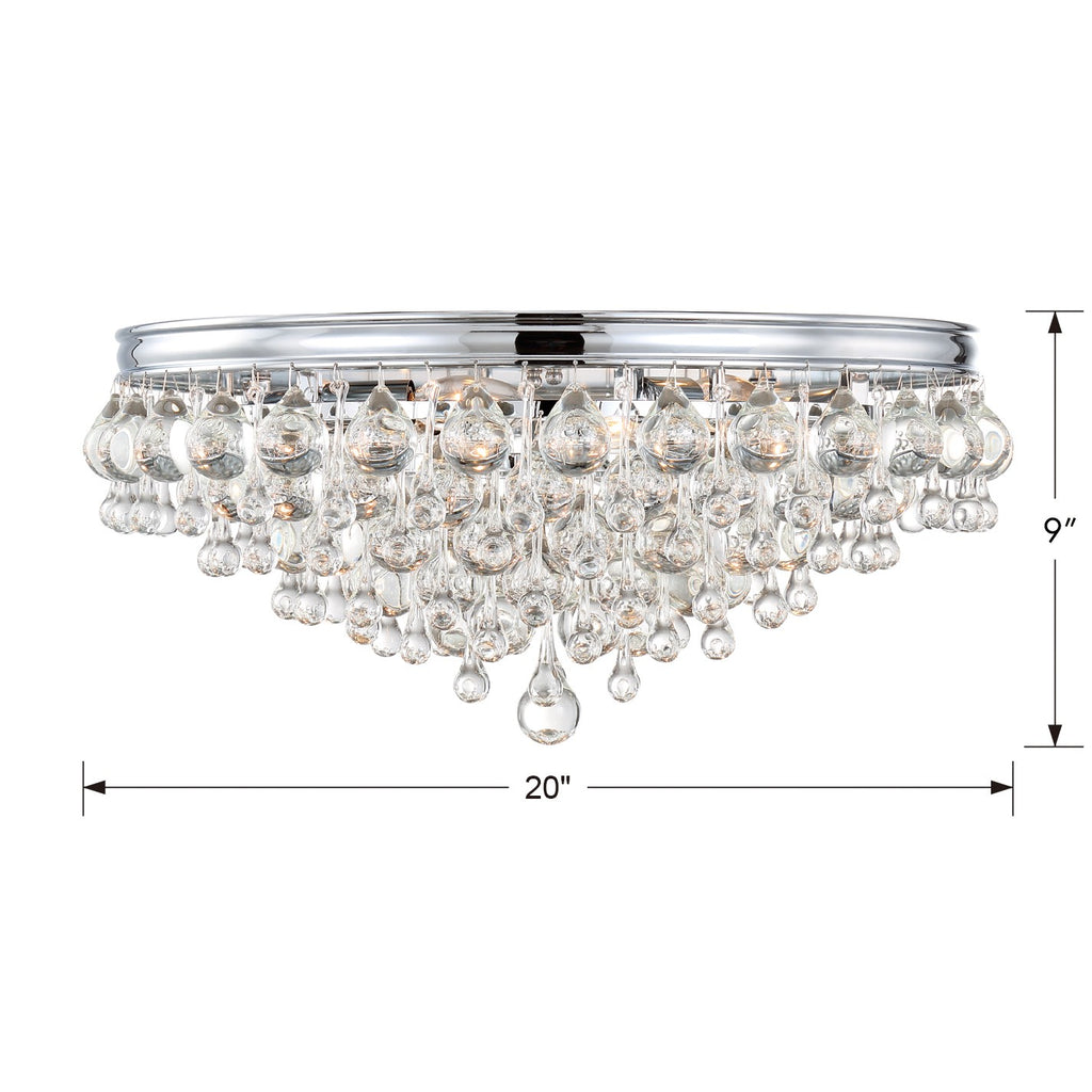 Calypso 6 Light Crystal Teardrop Polished Chrome Flush Mount Crystorama