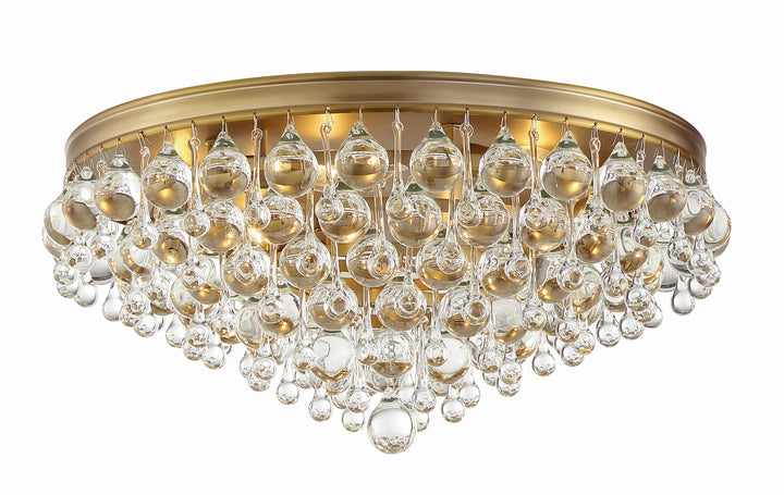 Calypso 6 Light Crystal Teardrop Vibrant Gold Flush Mount Crystorama