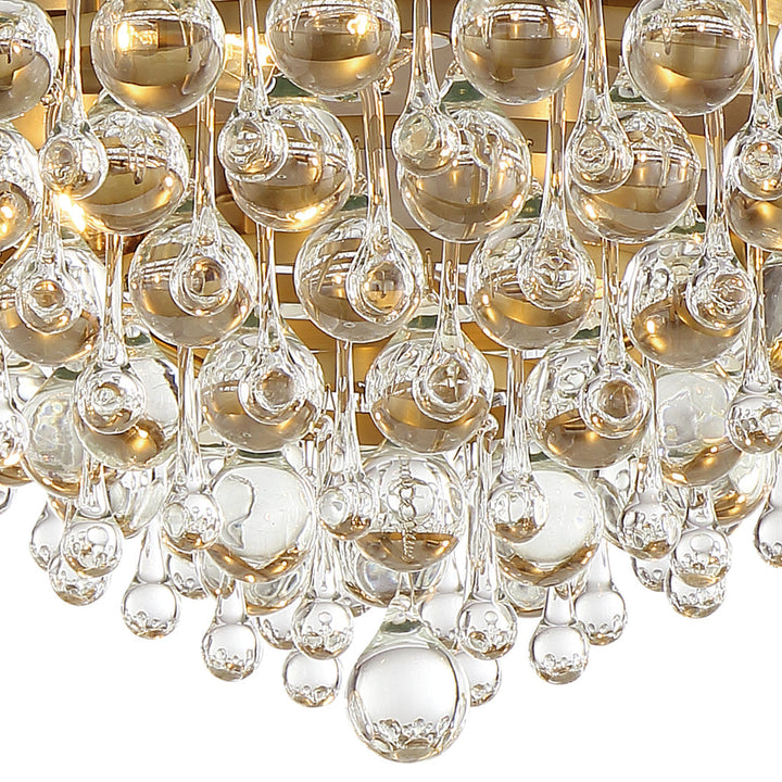 Calypso 6 Light Crystal Teardrop Vibrant Gold Flush Mount Crystorama