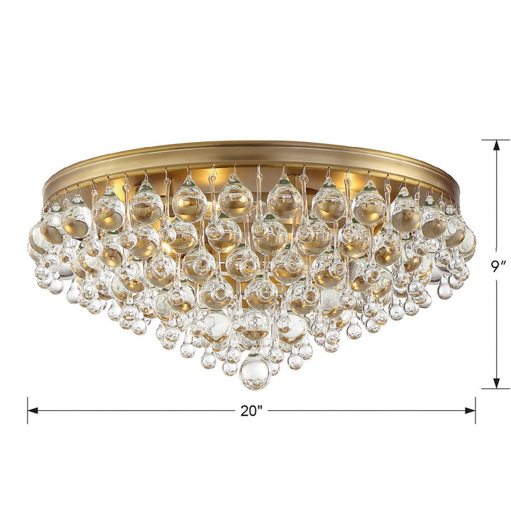 Calypso 6 Light Crystal Teardrop Vibrant Gold Flush Mount Crystorama