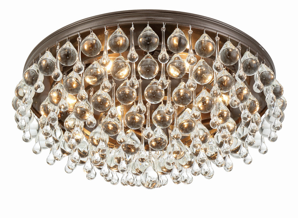 Calypso 6 Light Crystal Teardrop Vibrant Bronze Flush Mount Crystorama