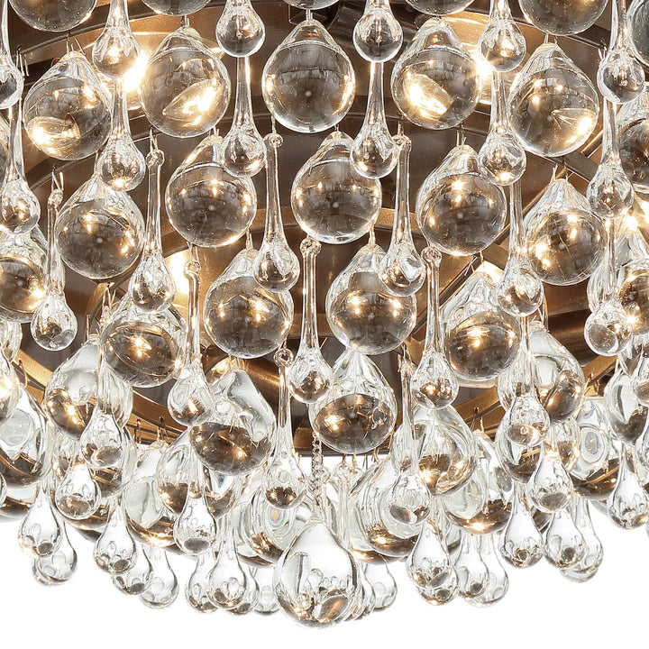 Calypso 6 Light Crystal Teardrop Vibrant Bronze Flush Mount Crystorama