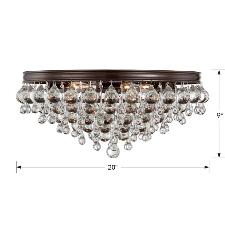 Calypso 6 Light Crystal Teardrop Vibrant Bronze Flush Mount Crystorama