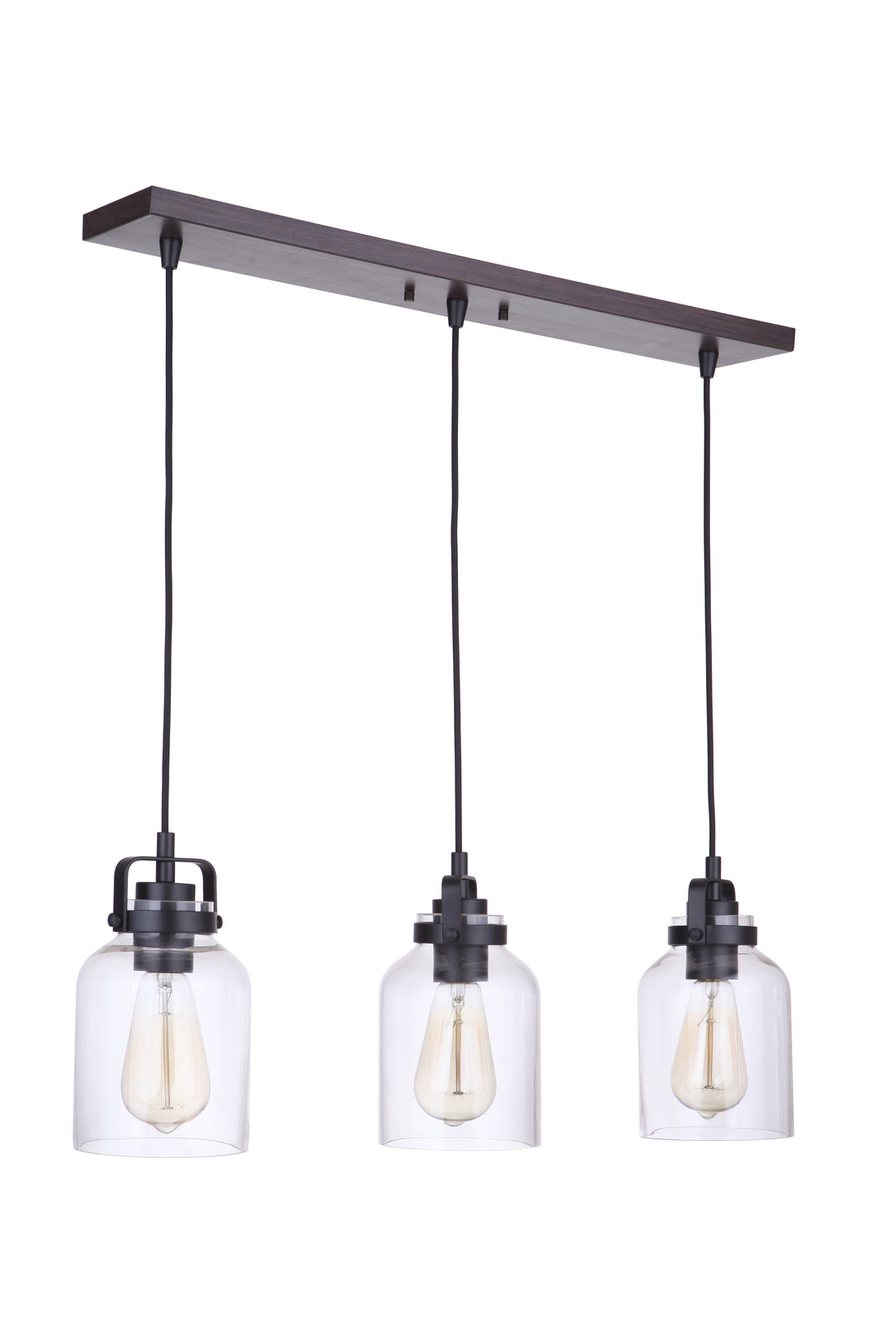 Foxwood 3 Light Pendant in Flat Black/Dark Teak CRAFTMADE