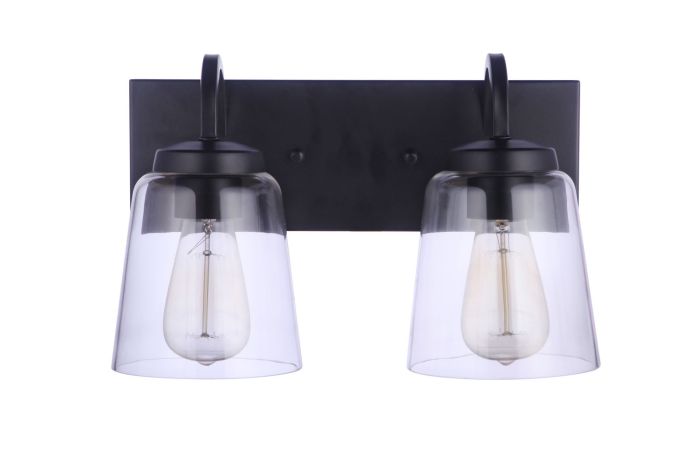 Antique Hardware Elsa 2 Light Vanity in Flat Black Bath and Vanity