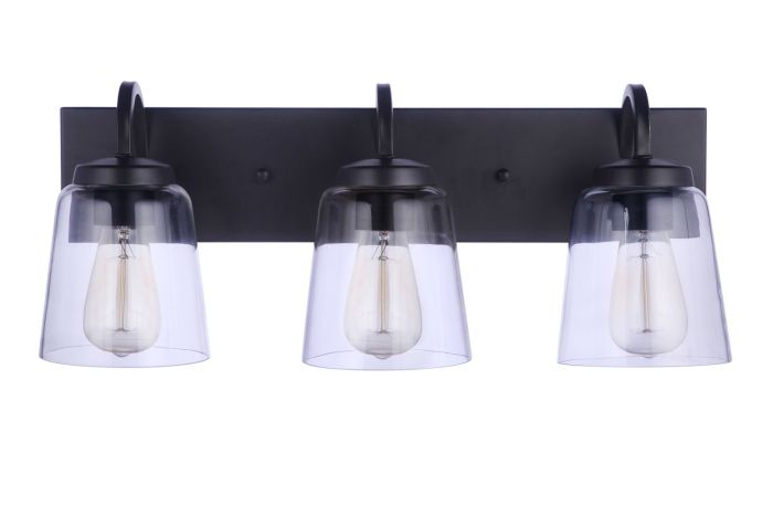 Antique Hardware Elsa 3 Light Vanity in Flat Black Bath and Vanity