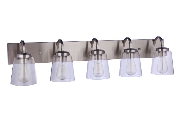 Antique Hardware Elsa 5 Light Vanity in Brushed Polished Nickel Bath and Vanity