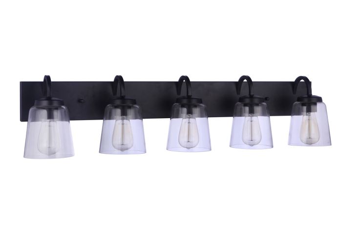 Antique Hardware Elsa 5 Light Vanity in Flat Black Bath and Vanity