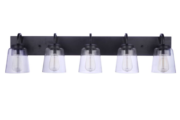Antique Hardware Elsa 5 Light Vanity in Flat Black Bath and Vanity