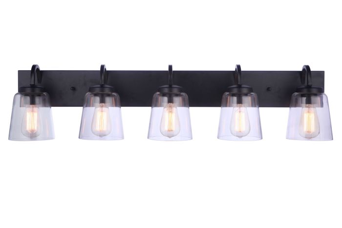Antique Hardware Elsa 5 Light Vanity in Flat Black Bath and Vanity
