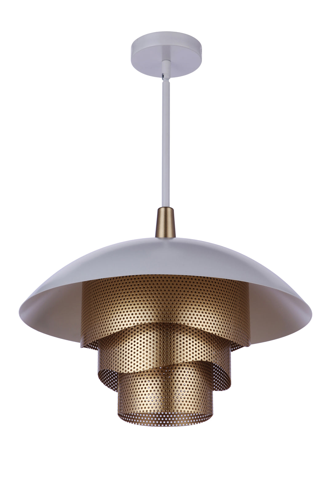 19” Diameter Sculptural Statement Dome Pendant with Perforated Metal Shades in Matte White/Matte Gold CRAFTMADE