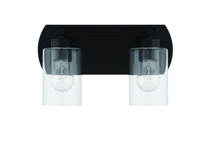 Antique Hardware Hendrix 2 Light Vanity in Flat Black Bath and Vanity