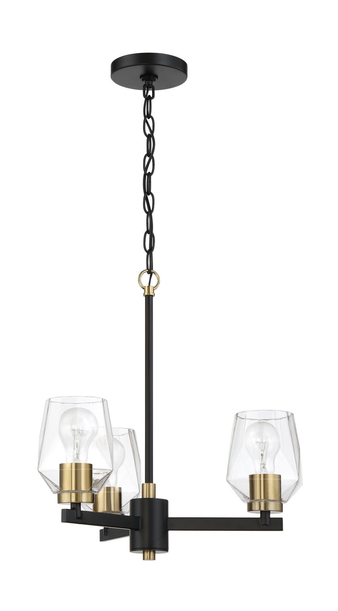 Avante Grand 3 Light Chandelier in Flat Black/Satin Brass CRAFTMADE