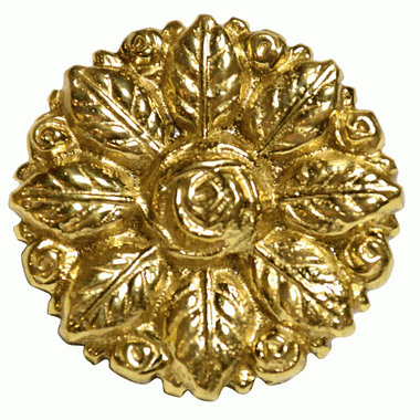 2 1/8 Inch Victorian Floral Rose Cabinet Knob (Polished Brass Finish) COPPER MOUNTAIN HARDWARE