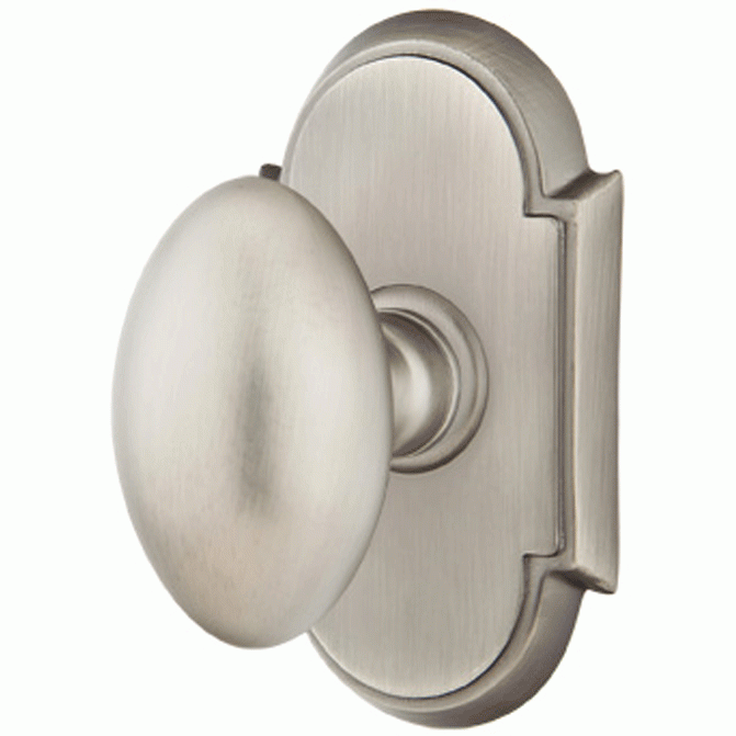 Solid Brass Egg Door Knob Set With # 8 Rosette (Several Finish Options) EMTEK