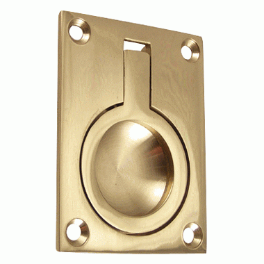 2 1/2 Inch Solid Brass Traditional Flush Ring Pull (Polished Brass) DELTANA