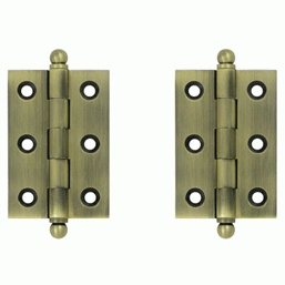 2 1/2 Inch x 1 11/16 Inch Solid Brass Cabinet Hinges (Antique Brass) DELTANA