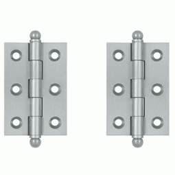 2 1/2 Inch x 1 11/16 Inch Solid Brass Cabinet Hinges (Brushed Chrome Finish) DELTANA