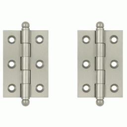 2 1/2 Inch x 1 11/16 Inch Solid Brass Cabinet Hinges (Brushed Nickel Finish) DELTANA