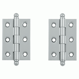 2 1/2 Inch x 1 11/16 Inch Solid Brass Cabinet Hinges (Polished Chrome Finish) DELTANA